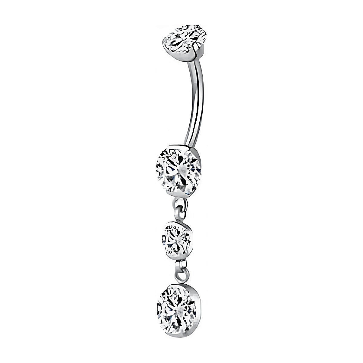 Piercing nombril cascade de zircons en titane doré