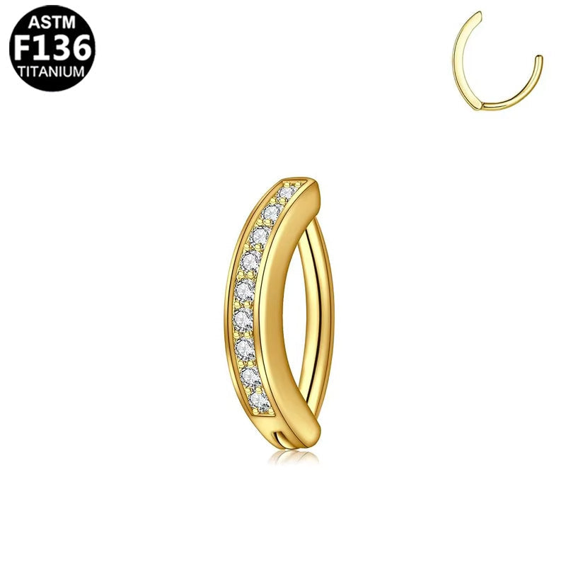 Piercing nombril clicker strass en titane doré