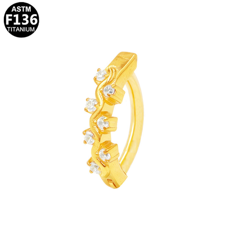 Piercing nombril clicker fleurs en titane doré