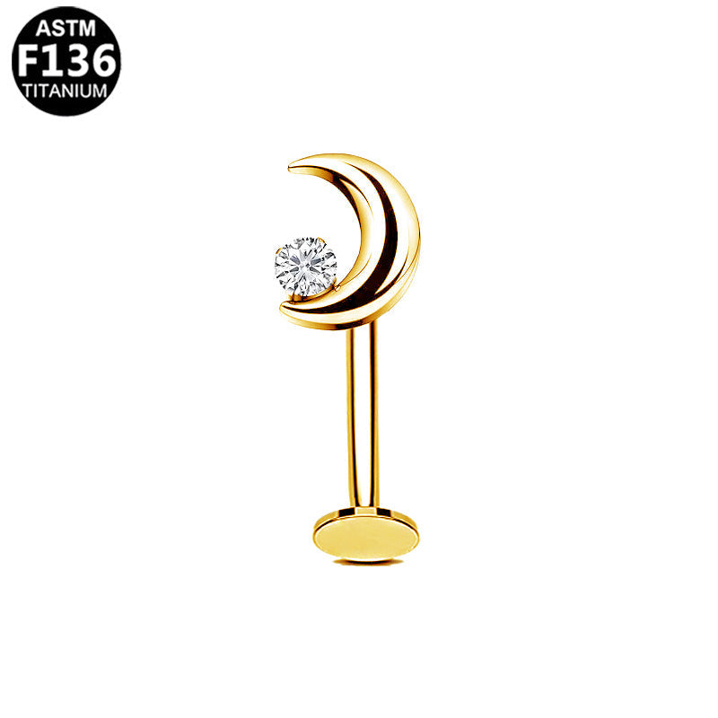 Labret lune en titane doré