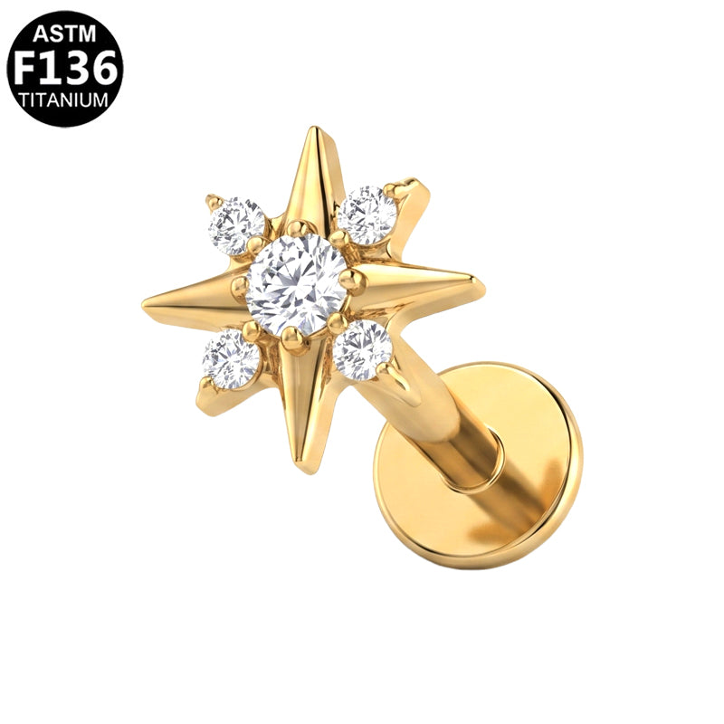 Piercing étoile polaire en titane doré