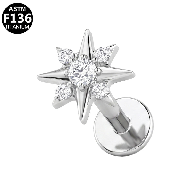 Piercing étoile polaire en titane argenté