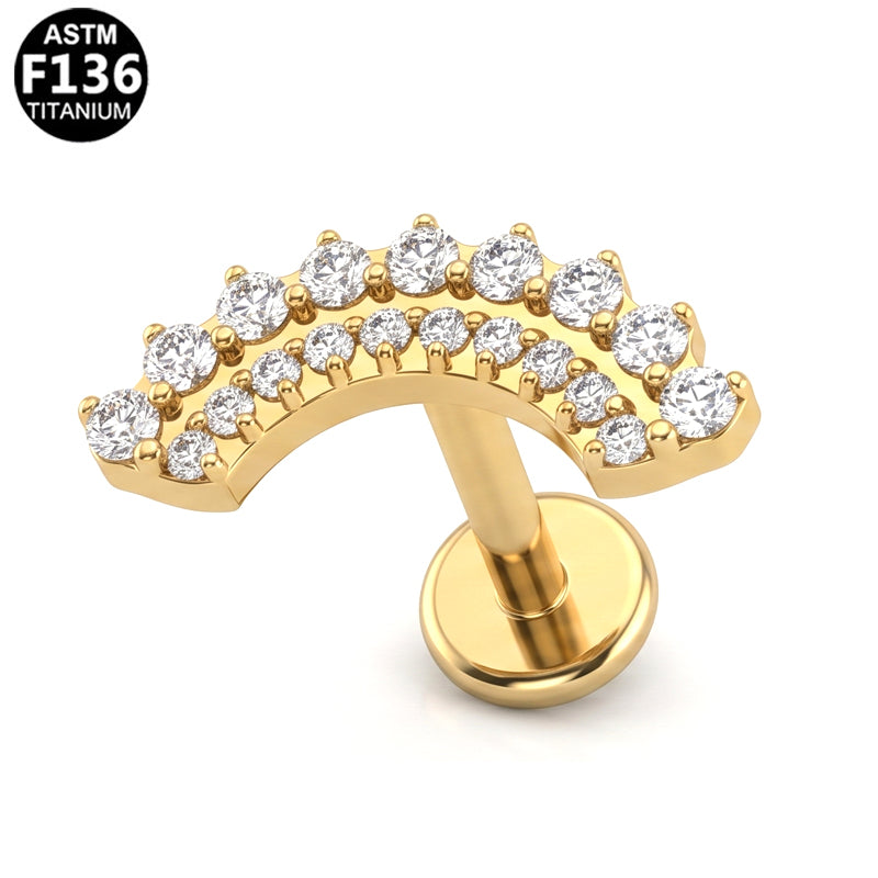 Piercing arc double rangée strass en titane doré