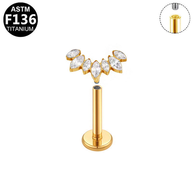Piercing demi-couronne strass en titane doré
