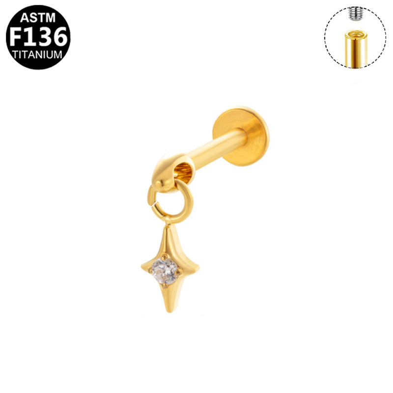 Piercing pendant étoile en titane doré