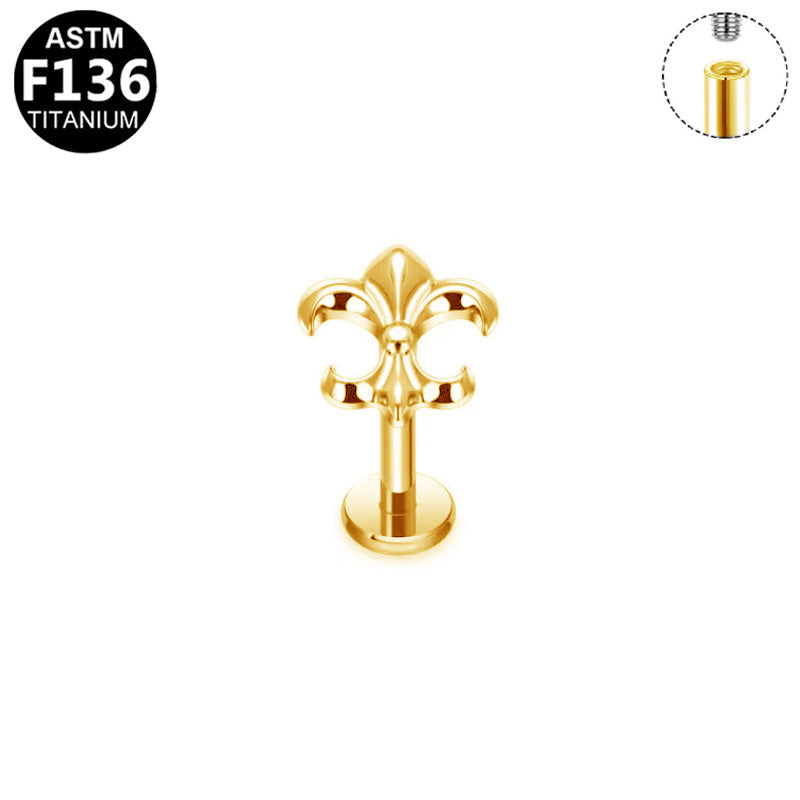 Piercing fleur de lys en titane doré