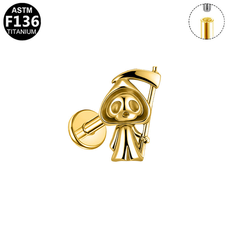 Piercing faucheuse en titane doré
