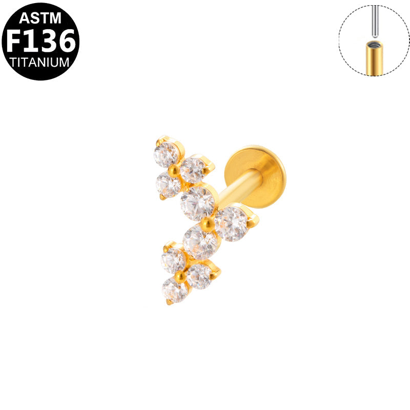 Piercing grappe zircons en titane doré