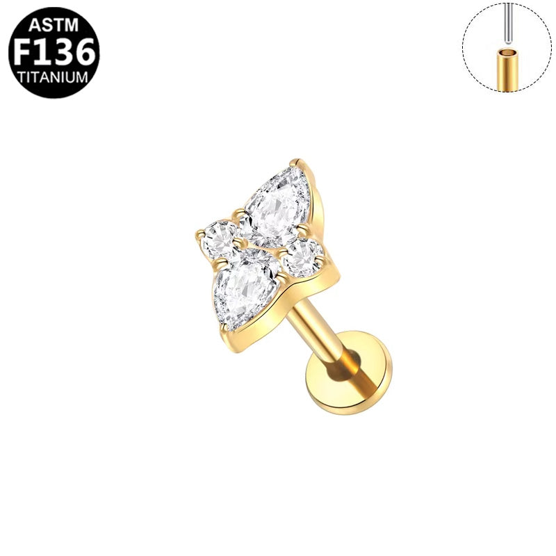 Piercing losange de marquises en titane doré