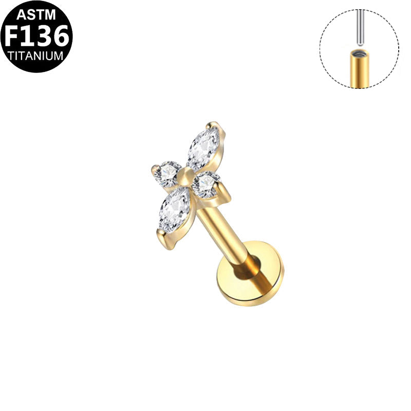 Piercing croix de marquises en titane doré
