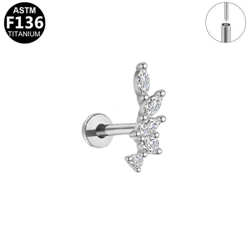 Piercing branche strass en titane argenté