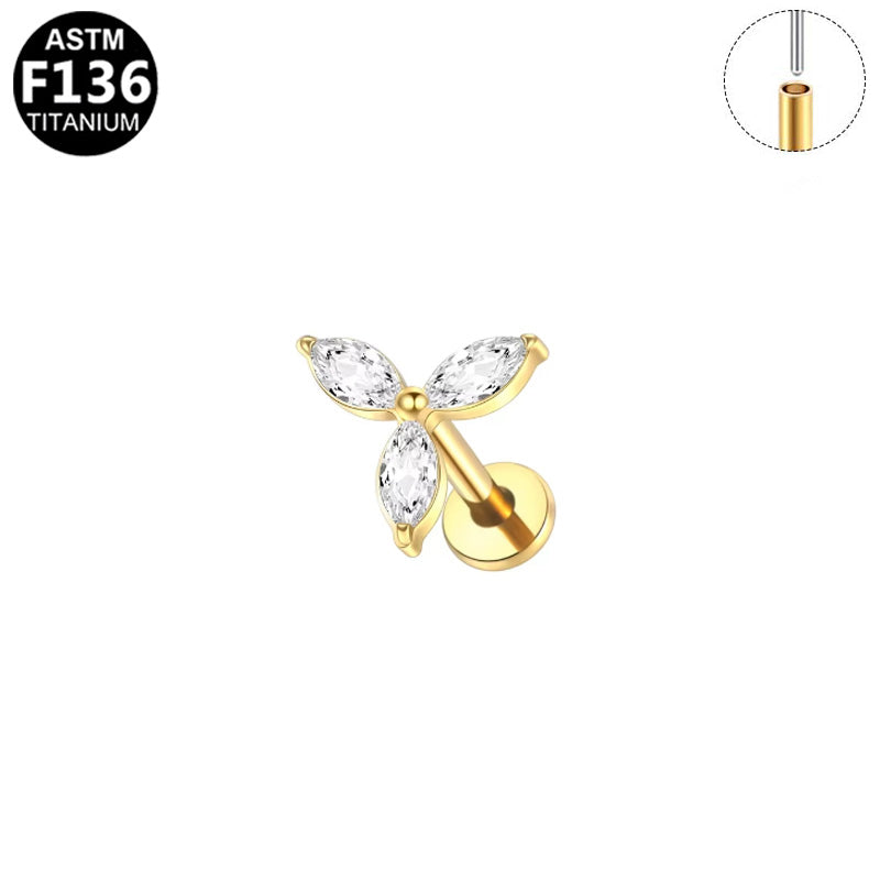 Piercing papillon marquises en titane doré