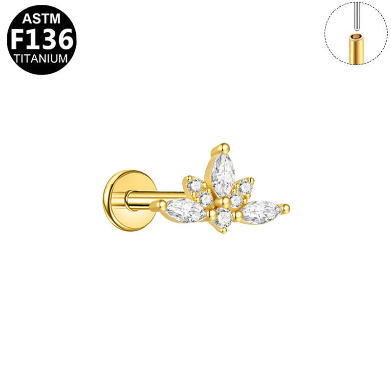 Piercing lotus marquises en titane doré