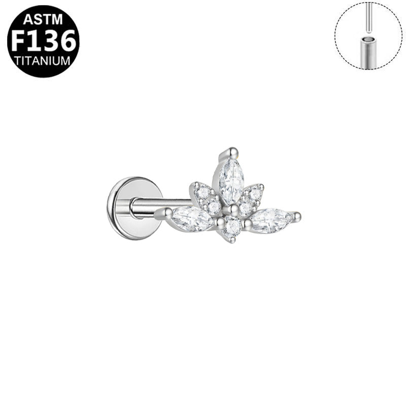 Piercing lotus marquises en titane argenté