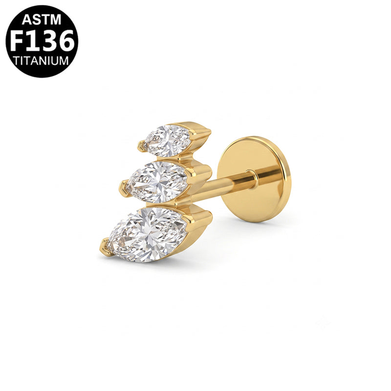 Piercing trio de marquises en titane doré