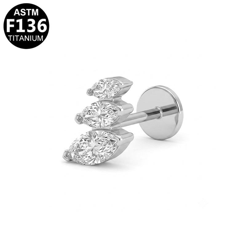 Piercing trio de marquises en titane argenté