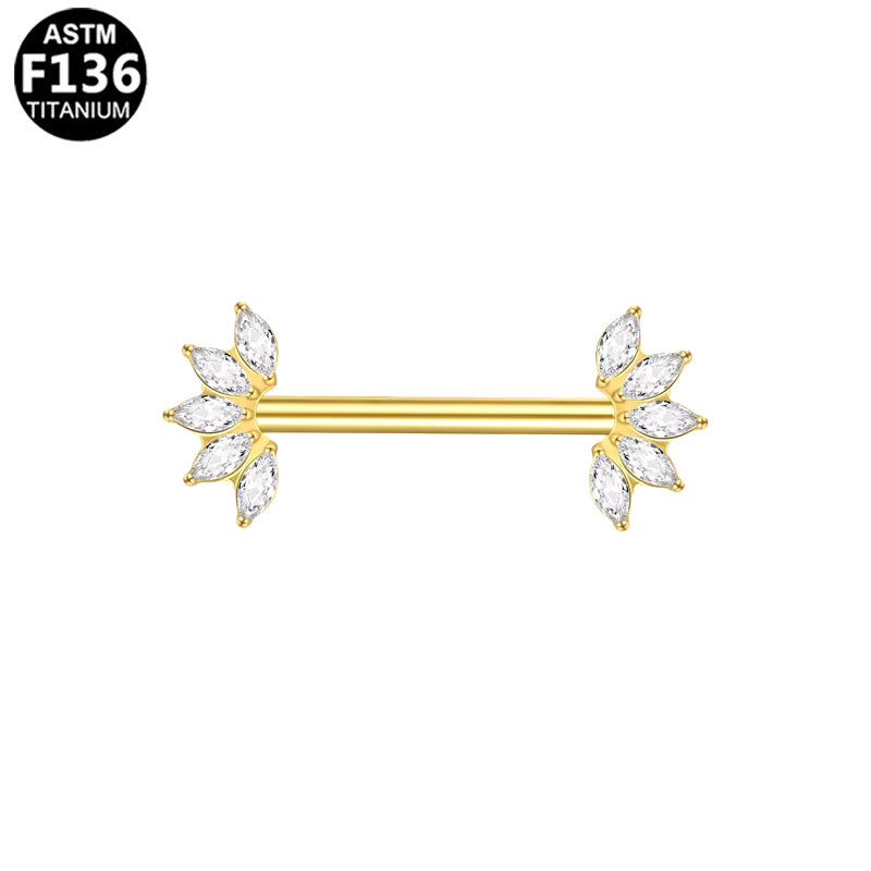 Piercing téton marquises en titane doré