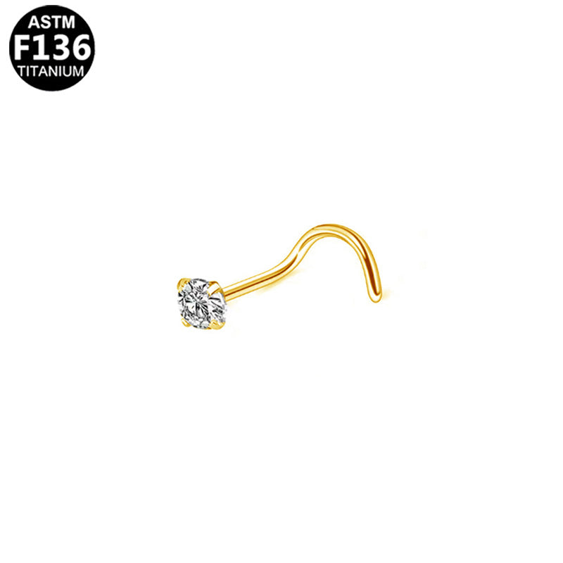 Piercing nez zircon en titane doré