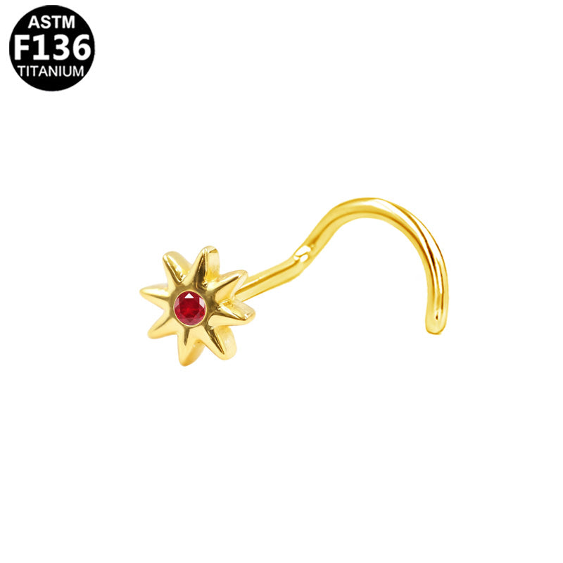 Piercing nez soleil en titane doré