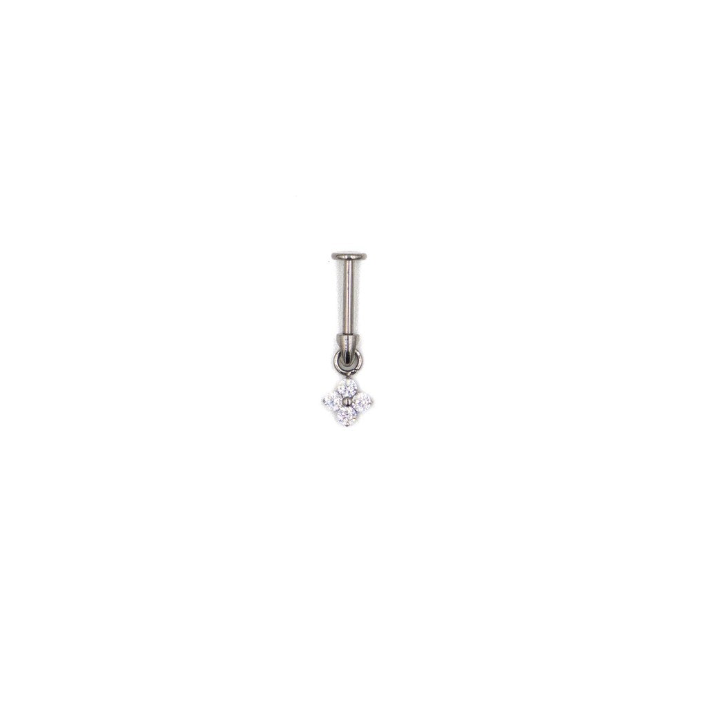 Piercing en titane – Pendentif fleur zirconium