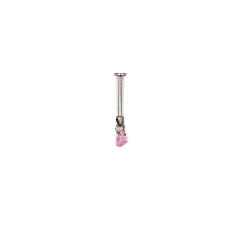Piercing en titane argenté – Pendentif cœur rose