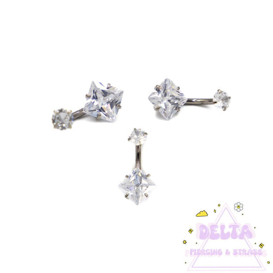 Piercing Nombril Strass Carré en Titane