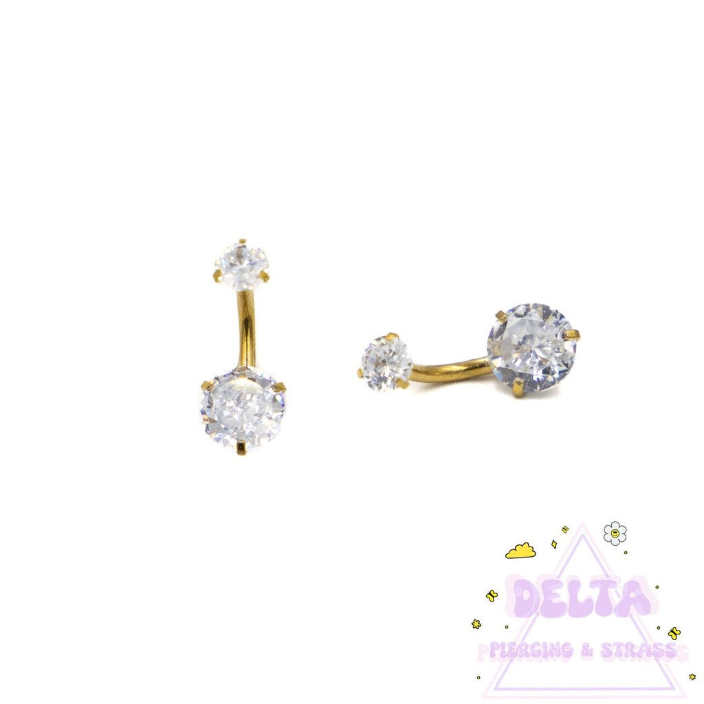 Piercing Nombril Doré en Titane avec Strass
