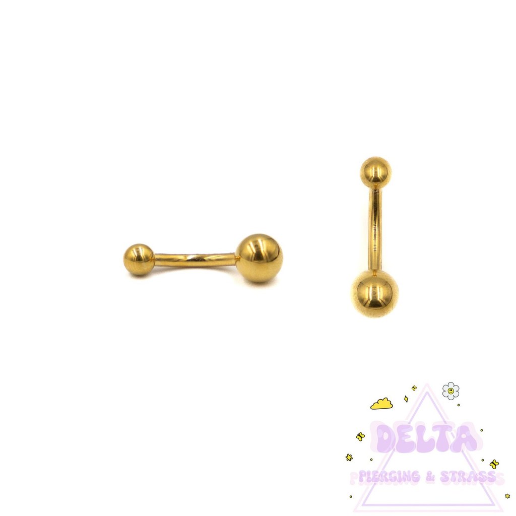 Piercing nombril titane boules simples – Or