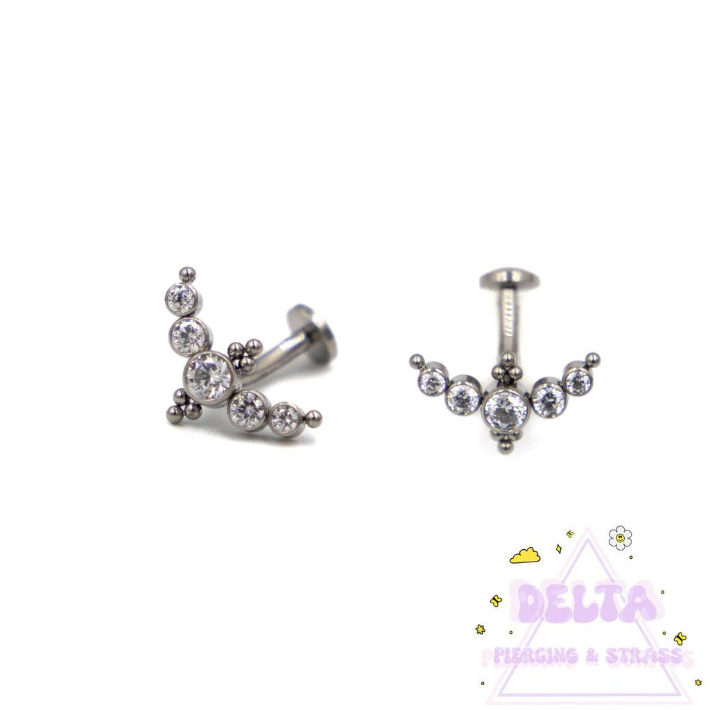 Piercing nombril flottant titane avec strass scintillants