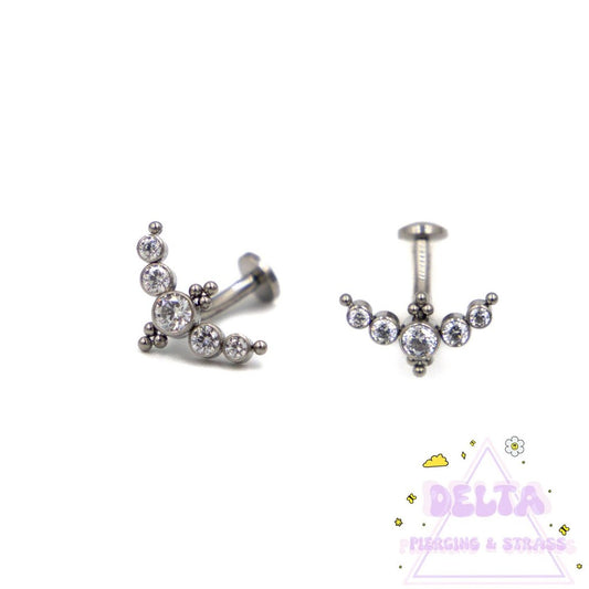 Piercing nombril flottant titane avec strass scintillants