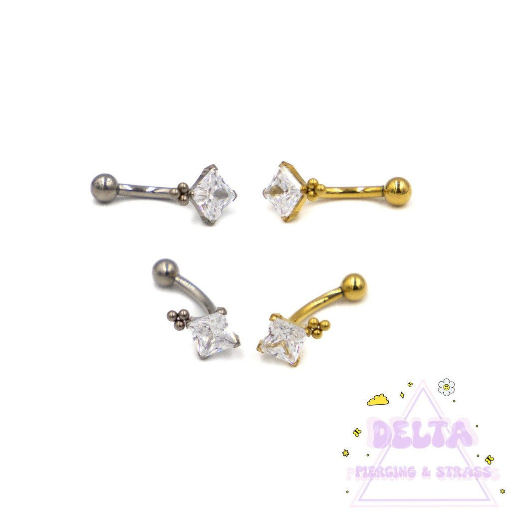 Banane en titane avec strass carré