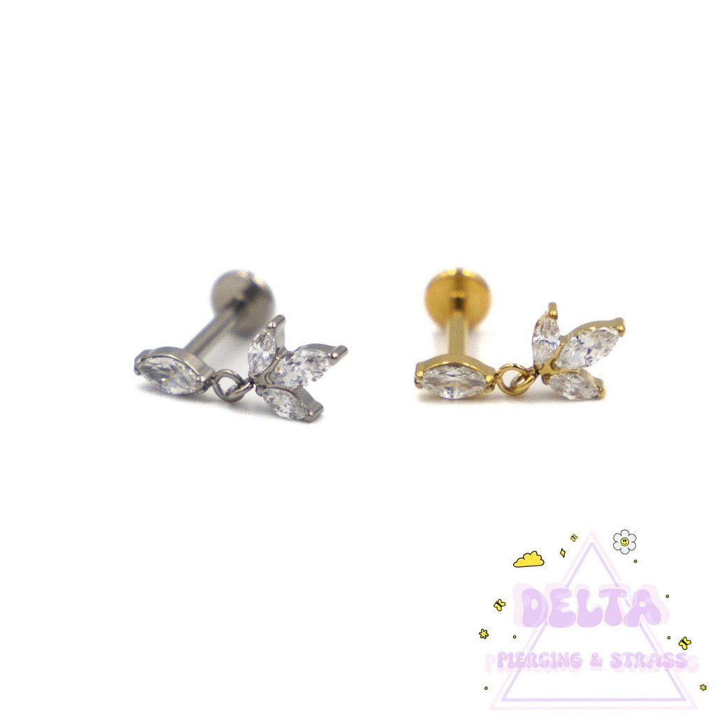 Piercing en titane – Losange & pendentif marquise