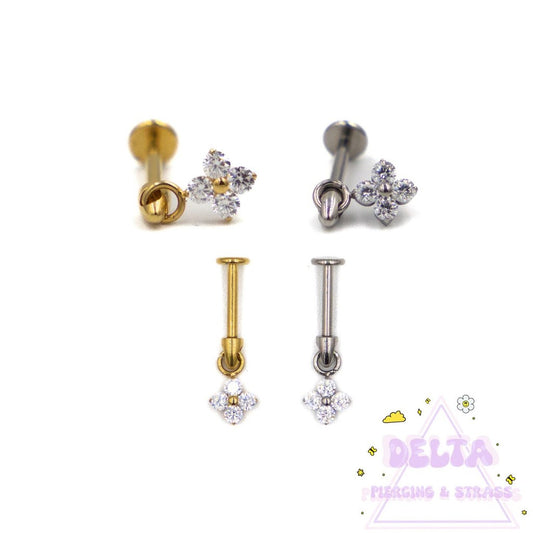 Piercing en titane – Pendentif fleur zirconium