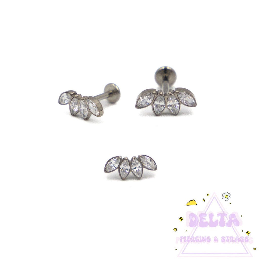 Piercing en titane – Marquise 4 zirconiums