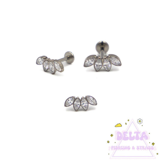 Piercing en titane – Marquise 4 zirconiums
