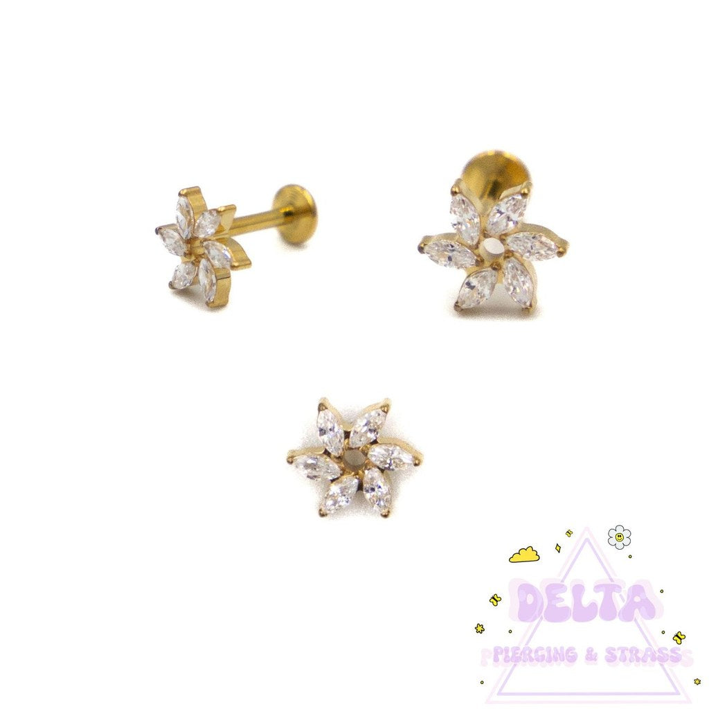 Piercing en titane – Fleur éclatante 6 pétales