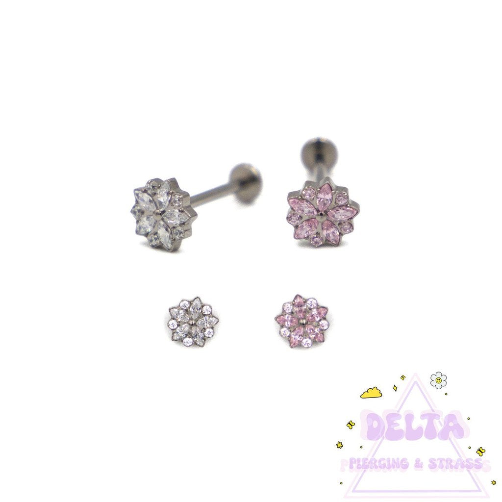 Piercing en titane – Fleur zirconium
