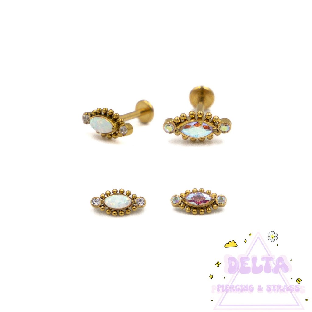 Piercing Opale Marquise en Titane Doré