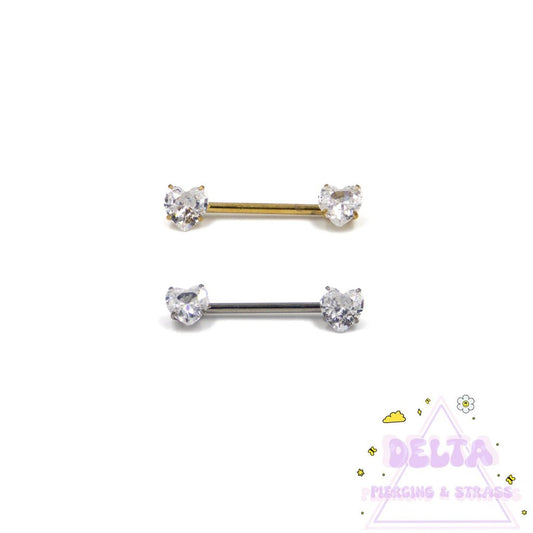 Piercing téton cœur en titane (Or ou Argent)