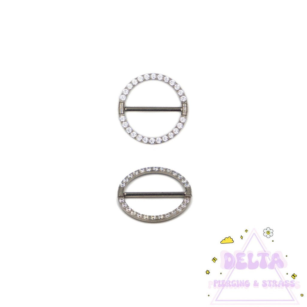 Piercing téton cercle strass en titane