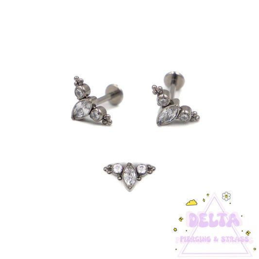 Piercing Trinity en Titane Argenté