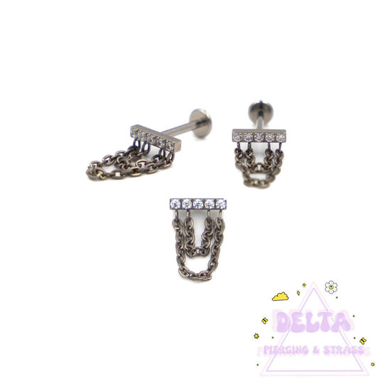 Piercing Chaîne Strass en Titane Argenté