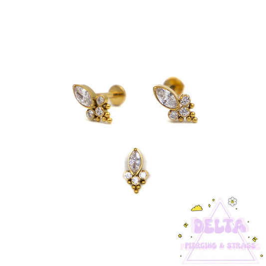 Piercing Fleur de Lys en Titane Doré