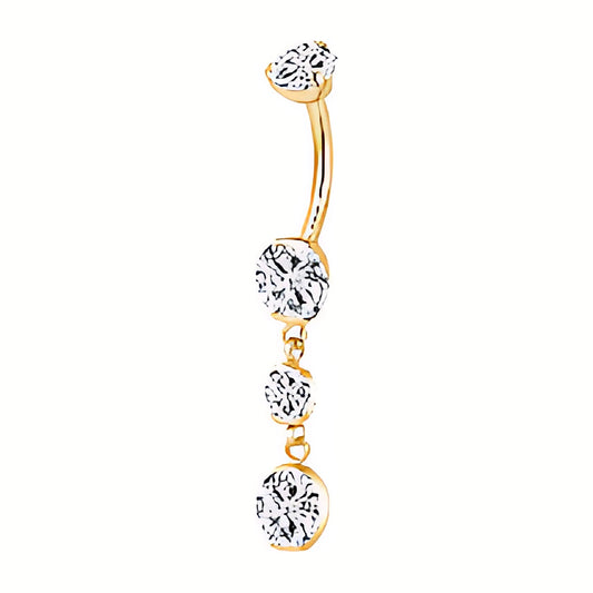 Piercing nombril cascade de zircons en titane argenté