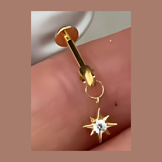 Piercing étoile pendante en titane argenté