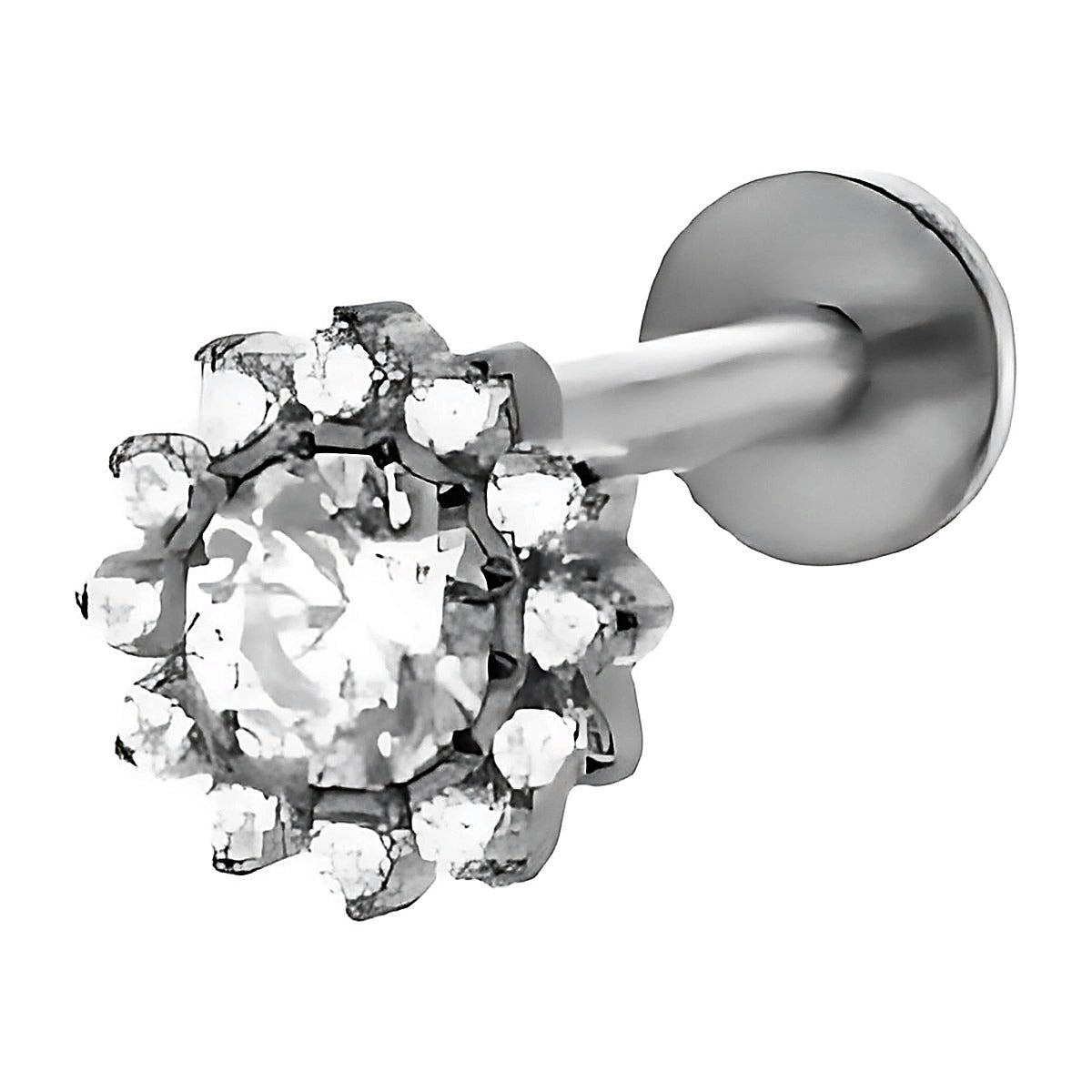 Piercing halo de zircons en titane doré