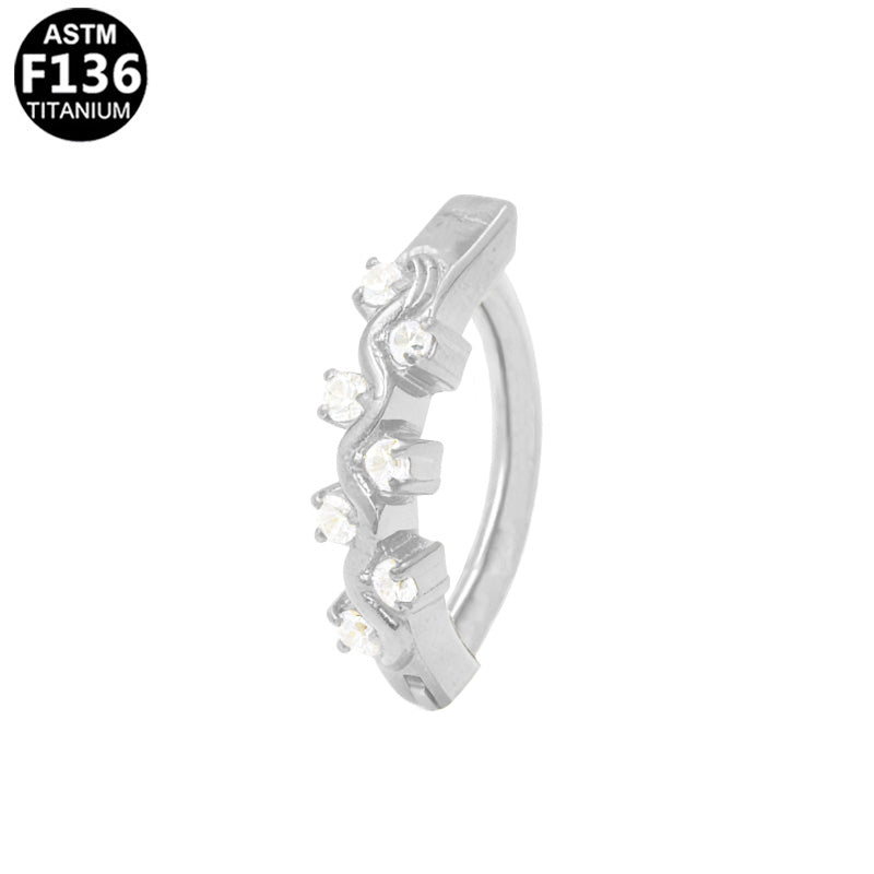 Piercing nombril clicker fleurs en titane argenté