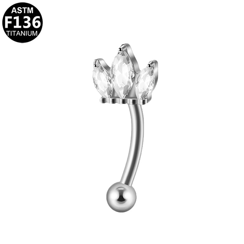 Piercing nombril couronne marquises en titane argenté