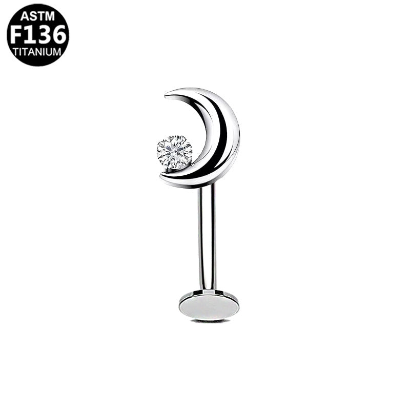 Labret lune en titane argenté