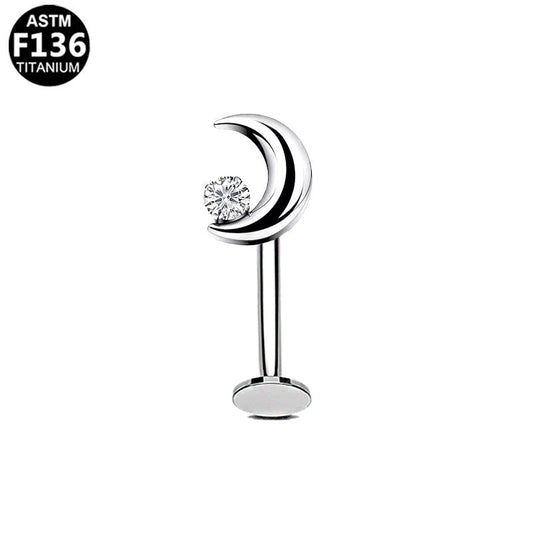Labret lune en titane argenté